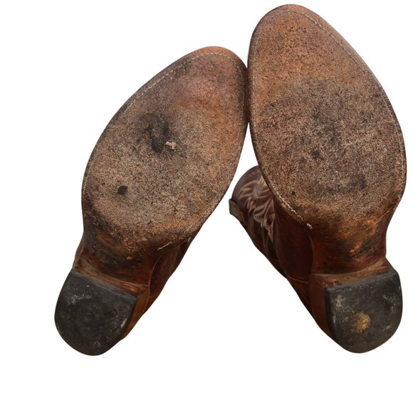 Lucchese 2000 Cowboy Boots Brown Leather Mens 9.5 D Western Wear Rodeo Country - Picture 7 of 16